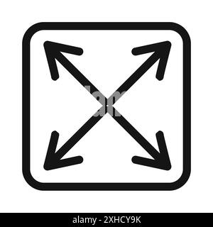 Expand icon set in black and white color. simple flat vector Stock ...