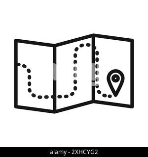 Map icon Vector symbol or sign set collection in black and white outline Stock Vector