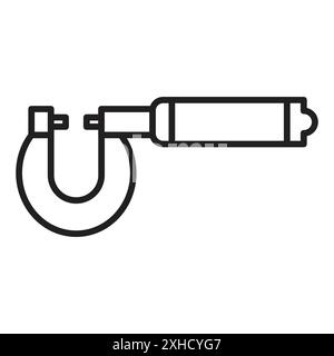 Micrometer icon Vector symbol or sign set collection in black and white outline Stock Vector