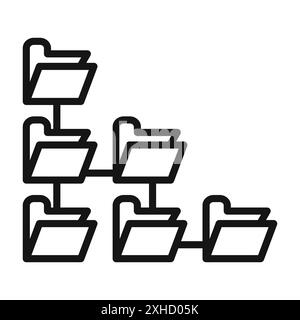 Folder tree icon Vector symbol or sign set collection in black and white outline Stock Vector
