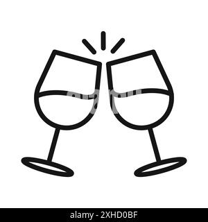 Glass-cheers icon Vector symbol or sign set collection in black and white outline Stock Vector