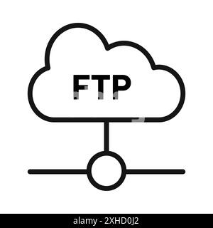 FTP icon Vector symbol or sign set collection in black and white outline Stock Vector