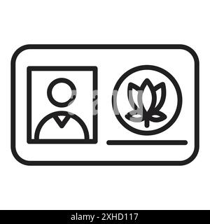 Medical marijuana card icon Vector symbol or sign set collection in black and white outline Stock Vector