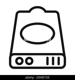 Hard Disk icon Vector symbol or sign set collection in black and white outline Stock Vector