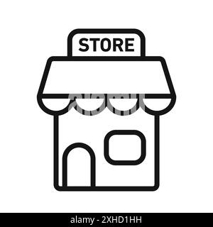 Store icon logo sign vector outline in black and white color Stock Vector