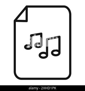 Music File icon Vector symbol or sign set collection in black and white outline Stock Vector