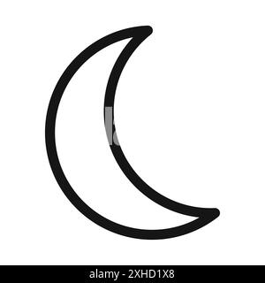 Moon icon Vector symbol or sign set collection in black and white outline Stock Vector