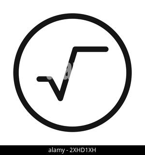 Square root icon Vector symbol or sign set collection in black and white outline Stock Vector