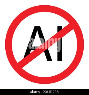 No ai sign Vector symbol or sign set collection in black and white outline Stock Vector