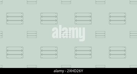 Black line Wooden box icon isolated seamless pattern on green background. Vector Outline Illustration of Storage box, Template for Web page background Stock Vector