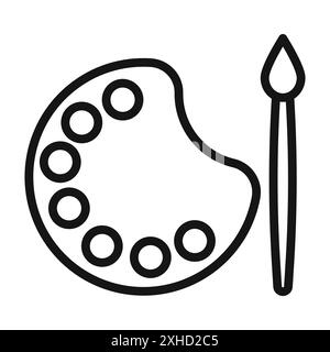 Palette icon logo sign vector outline in black and white color Stock Vector