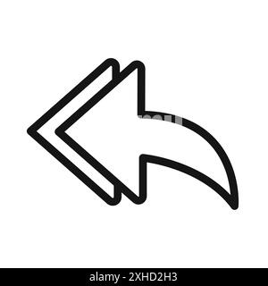 Reply all icon Vector symbol or sign set collection in black and white outline Stock Vector
