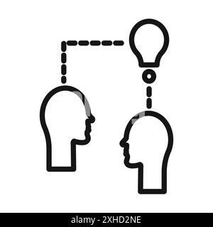 Share thoughts icon Vector symbol or sign set collection in black and white outline Stock Vector