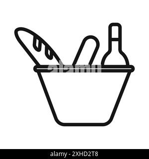Picnic icon Vector symbol or sign set collection in black and white outline Stock Vector