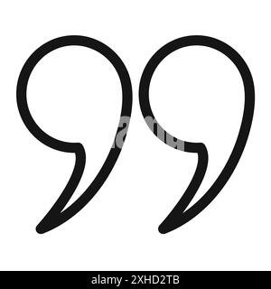 Quote right icon Vector symbol or sign set collection in black and white outline Stock Vector