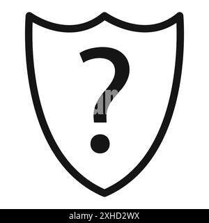 Shield interrogation icon logo sign vector outline in black and white ...