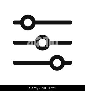 Settings sliders icon Vector symbol or sign set collection in black and white outline Stock Vector