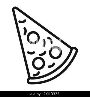 Pizza slice icon logo sign vector outline in black and white color Stock Vector