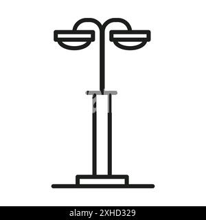 Street light icon Vector symbol or sign set collection in black and white outline Stock Vector