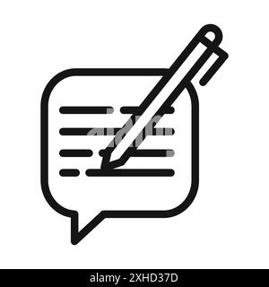 Write comment icon Vector symbol or sign set collection in black and white outline Stock Vector