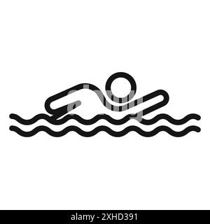 Swimmer icon Vector symbol or sign set collection in black and white outline Stock Vector