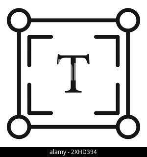Text icon Vector symbol or sign set collection in black and white outline Stock Vector