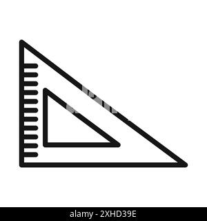 Triangle Ruler icon Vector symbol or sign set collection in black and white outline Stock Vector