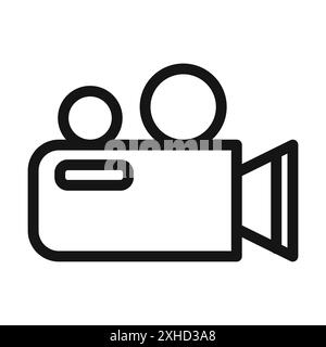 Video camera icon Vector symbol or sign set collection in black and white outline Stock Vector