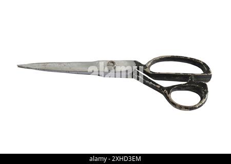 damaged old scissors isolated on white background, object ready for your design Stock Photo