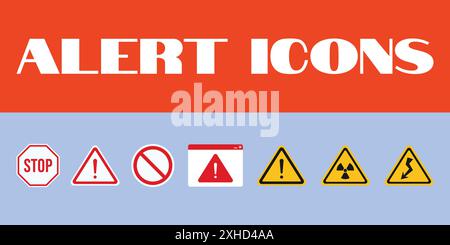 Alert icons set vector. Warning signs vector icons. warning alert icons Stock Vector