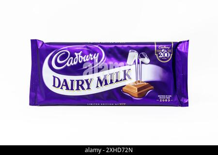 Cadbury Dairy Milk 2003 limited edition wrapper celebrating 200 years of Cadbury’s chocolate. Stock Photo