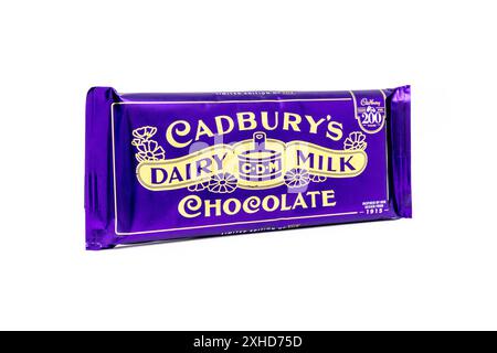 Cadbury Dairy Milk 1915 limited edition wrapper celebrating 200 years of Cadbury’s chocolate. Stock Photo