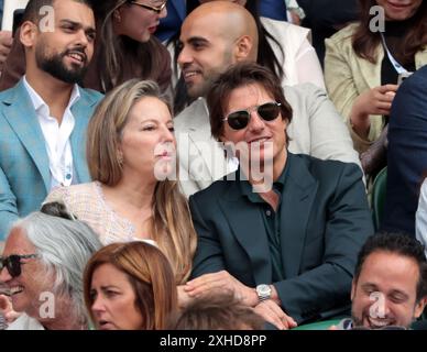 London, UK. 13th July, 2024. American actor Tom Cruise watches the Wimbledon Women's Final at the 2024 Wimbledon Championships in London on Saturday, July 13, 2024. Krejcikova won the match 6-2, 2-6, 6-4. Photo by Hugo Philpott/UPI Credit: UPI/Alamy Live News Stock Photo