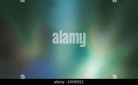 Green-bluish background with light spots and bokeh rays, rough texture, grainy noise Stock Photo