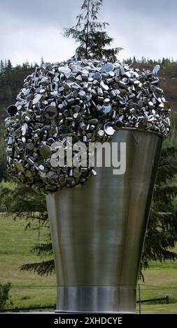 Six metre tall Braemar sculpture When Soak Becomes Spill  ,Scotland Stock Photo