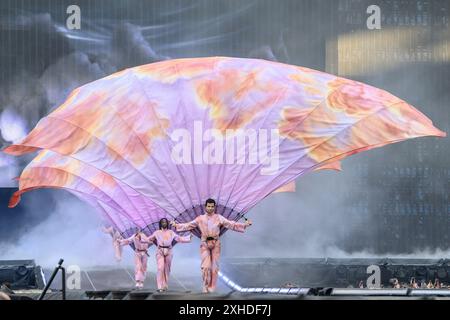 Milano, Italia. 13th July, 2024. Concerto del Eras Tour di Taylor Swift presso Stadio San Siro - Sabato 13 Luglio 2024 (Foto Claudio Furlan/Lapresse) Taylor Swift's Eras Tour concert at San Siro Stadium - Saturday, July 13, 2024 (Photo Claudio Furlan/Lapresse) Credit: LaPresse/Alamy Live News Stock Photo