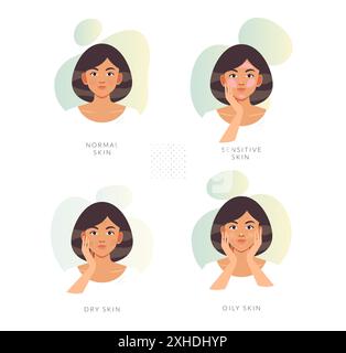 Understanding Skin Type - Dry Vs Oily - Normal Skin - Stock Illustration as EPS 10 File Stock Vector