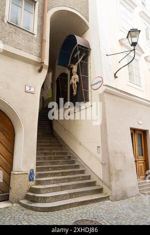 Salzburg, Austria. July 1, 2024. the road that goes up to the northern Kapuzinerberg in the city center Stock Photo