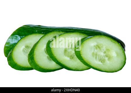 Sliced cucumber and half cucumber isolate on white background Stock Photo