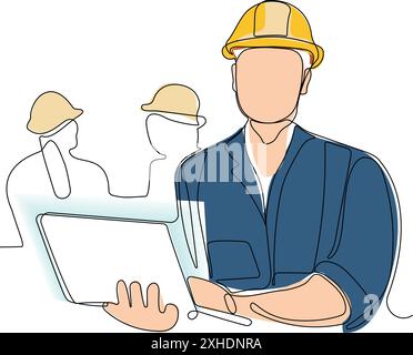 construction manager and engineer working on building site. Vector ...