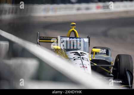 Newton, Ia, USA. 12th July, 2024. COLTON HERTA (26) of Valencia, California practices for the Hy-Vee Homefront 250 at Iowa Speedway in Newton, IA. (Credit Image: © Walter G. Arce Sr./ASP via ZUMA Press Wire) EDITORIAL USAGE ONLY! Not for Commercial USAGE! Stock Photo