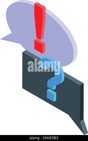 Concept of online support is shown by speech bubbles with question and exclamation marks Stock Vector