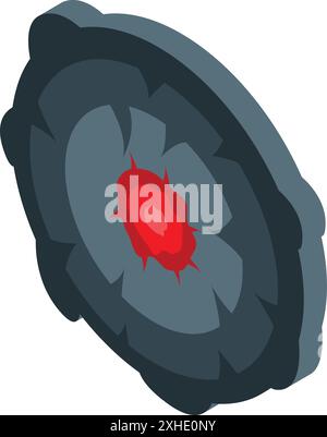 Round stone shield with a red jewel is protecting someone from an attacking enemy Stock Vector