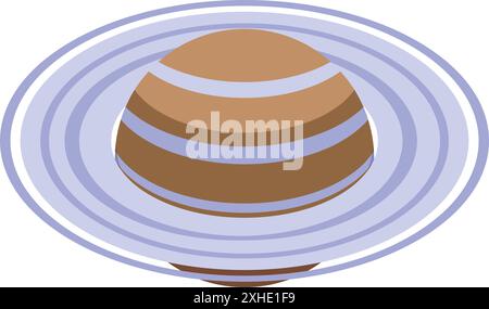 Saturn planet is rotating around sun in solar system Stock Vector