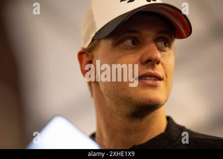 SÃO PAULO, SP - 13.07.2024: FIA WEC 6 HORAS DE SÃO PAULO - Driver Mick Schumacher (ALE), son of seven-time champion Michael Schumacher, gives an interview this Saturday (13) after the Qualifying Practice for the FIA WEC 06 Hours of São Paulo which is being held at the Autódromo José Carlos Pace (Interlagos), located in the area south of the city of São Paulo. The race will take place this Sunday (14), starting at 11:30 am. (Photo: Emerson Santos/Fotoarena) Stock Photo