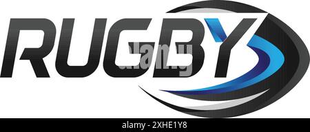 Modern flat letter mark RUGBY rugger logo design Stock Vector