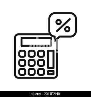 Accounting Calculator icon Vector symbol or sign set collection in black and white outline Stock Vector