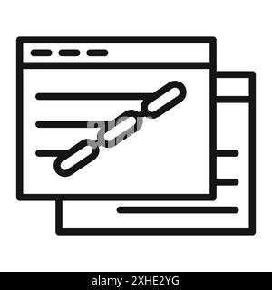 Backlink icon Vector symbol or sign set collection in black and white outline Stock Vector