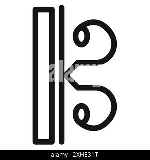 alto clef icon Vector symbol or sign set collection in black and white outline Stock Vector
