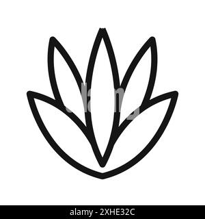 agave icon Vector symbol or sign set collection in black and white outline Stock Vector